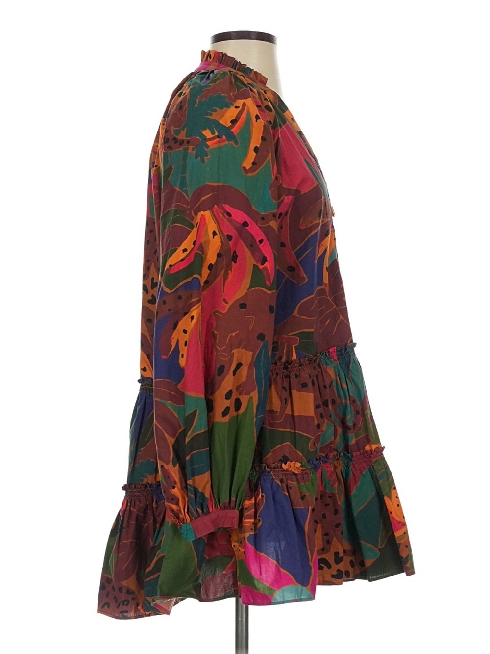 Farm Rio “Leopard’s Jungle” Brown Floral Mini Dress - XS - Picture 8 of 11